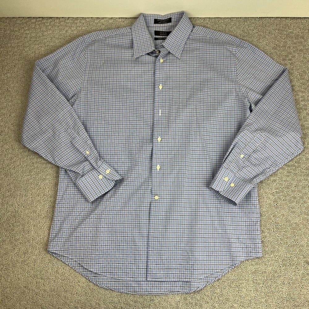 Saks Fifth Avenue Black Label Slim Fit non-Iron Tartan Cotton Dress Shirt